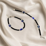 Adjustable Black Bead Evil Eye Protection Bracelet Set (2 Pc)