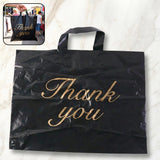 Large Black Thank You Printed Plastic Carry Bag (34 × 44 cm, 1 Pc)