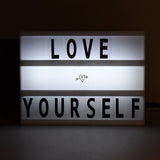 Black Mini A6 Magnetic Cinematic Light Box with 82 Characters and 10 Emojis (1 Set)