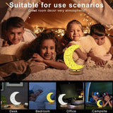 Moon Crystal Touch Table Lamp with 3 Color Dimmable USB Night Light