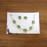 Traditional Green & Lotus Motif Jewellery Set