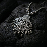 Oxidised Silver Finish Traditional Pendant Necklace – Mix Design (1 Pc)