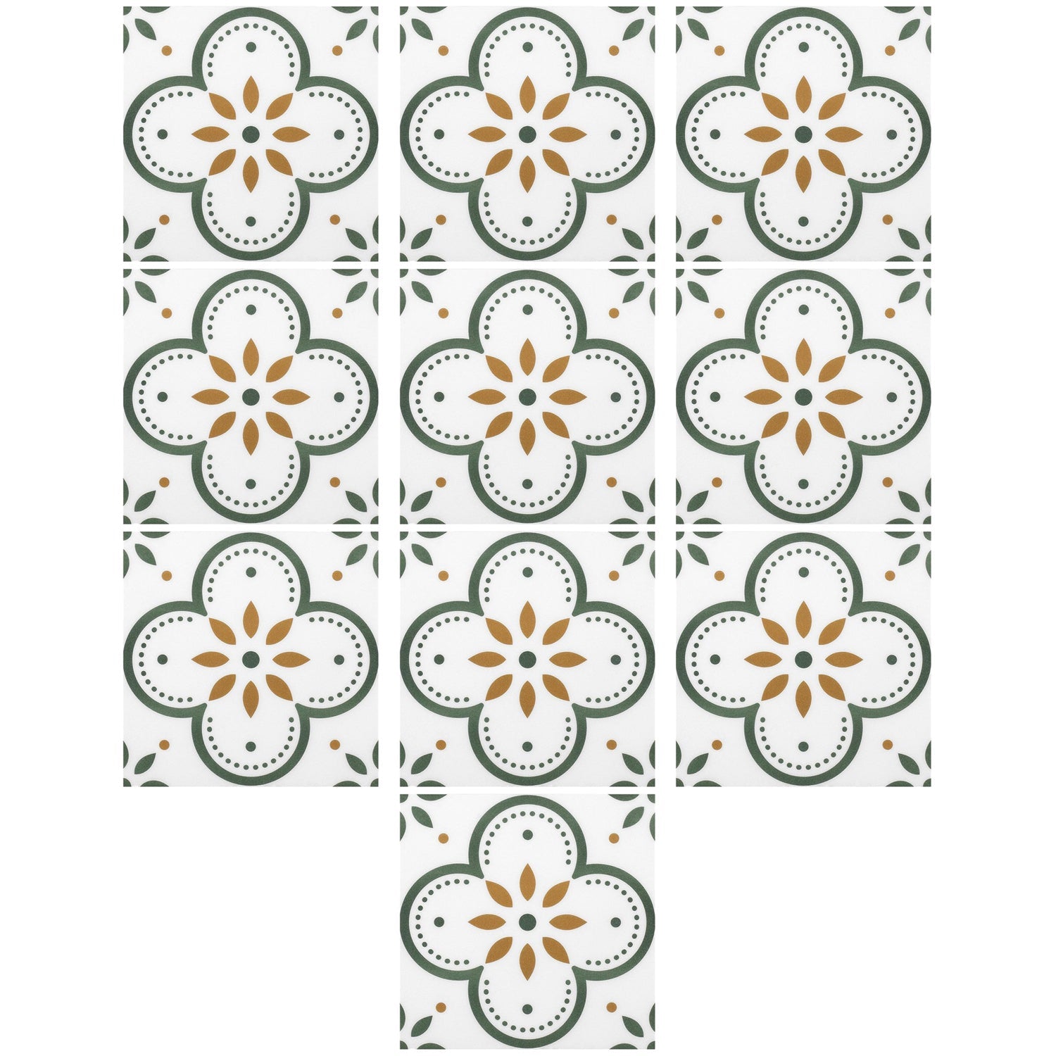 Peel & Stick 8×8 Inch Floor Tiles for Kitchen & Bathroom (10 Pc Set)