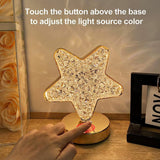 Star Crystal Diamond Touch Lamp – USB Rechargeable, 3-Way Dimmable