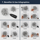 Microfiber Dusters for Cleaning, Telescoping Feather Duster with 100 inches Extendable Handle Pole, Dusting Cleaning Tools for Cleaning High Ceiling, Ceiling Fan, Blinds, Cobwebs, Furniture, Cars