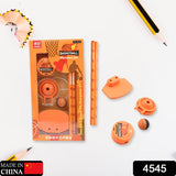Football & Basketball Stationery Kit – Pencil, Sharpener & Eraser (Birthday Gift)