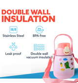 Stainless Steel Vacuum Insulated Water Bottle with Handle & Sticker (700 ML)