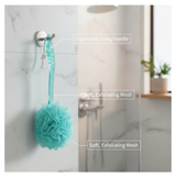 Loofah Back Scrubber with Long Handle, Soft Nylon Mesh Bath Brush (45 Cm)