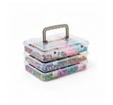3-Tier Transparent Craft Storage Box with 18 Adjustable Compartments