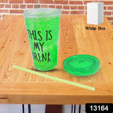Plastic Drink Cup, Tea Coffee Tumbler with Lid and Straw (1 Pc)