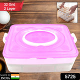 2 Layer 32 Grid Egg Tray with Lid Carrier Holder1 Pc
