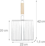 Square grill for papad and barbecue with wooden handle