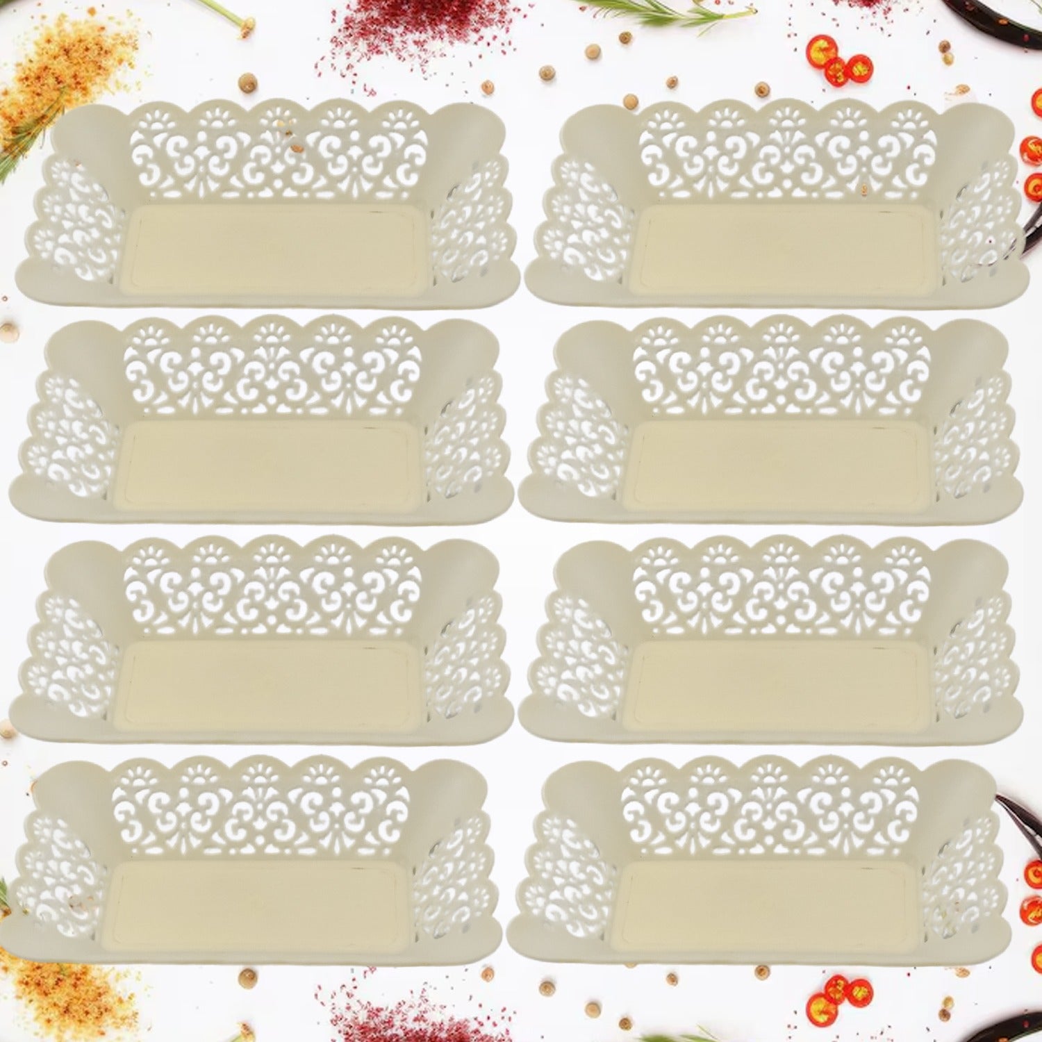Rectangle Plastic Dinner Plate  Serving Trays Home School Office 8 Pcs Set