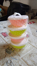 Multipurpose Small Round Plastic Bowl / Katori With Lid,  Chutney Bowl (4 Pcs Set)