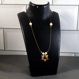 Traditional Multicolor Stone Floral Pendant Necklace Chain (1 Pc)