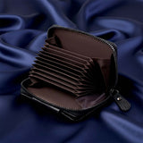Premium Black Zip-Around Card Holder Wallet (1 Pc)