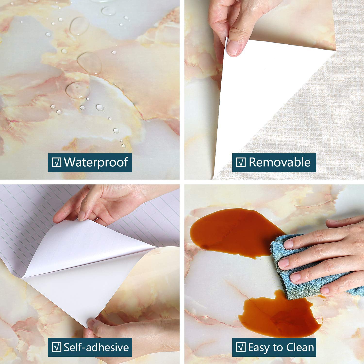 Marble Pattern Wallpaper Roll - 40cm x 1 meter (1 Pc)
