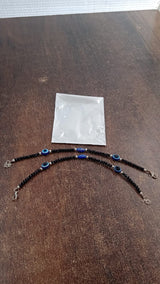 Adjustable Black Bead Evil Eye Protection Bracelet Set (2 Pc)