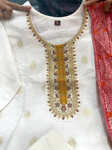 Pure Kanjivaram Silk Kurta Set with Zari Stripe Dupatta & Chanderi Bottoms – Festive 3 Piece Suit