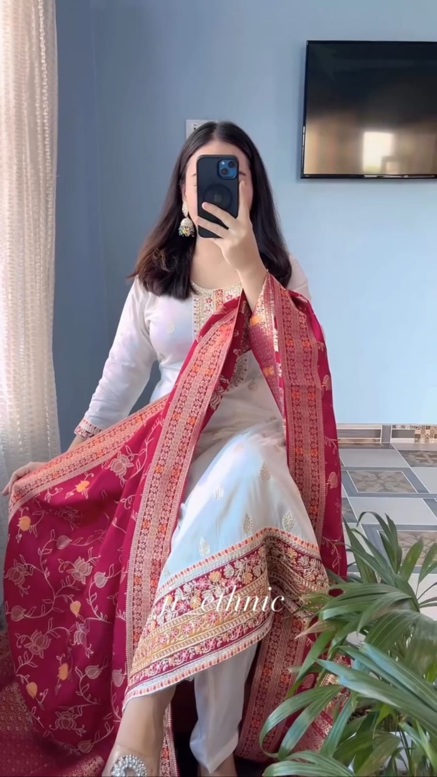Pure Kanjivaram Silk Kurta Set with Zari Stripe Dupatta & Chanderi Bottoms – Festive 3 Piece Suit