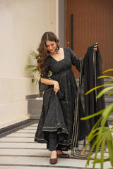 Softy Chex Digital Printed Anarkali Gown Set with Georgette Dupatta & Butter Silk Plazo