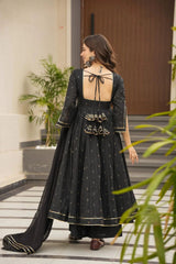 Softy Chex Digital Printed Anarkali Gown Set with Georgette Dupatta & Butter Silk Plazo