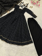 Softy Chex Digital Printed Anarkali Gown Set with Georgette Dupatta & Butter Silk Plazo