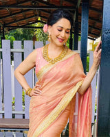 Bollywood Style Banarasi Crush Saree with Sequins & Dori Embroidery – Designer Party Wear Saree
