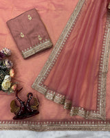 Bollywood Style Banarasi Crush Saree with Sequins & Dori Embroidery – Designer Party Wear Saree