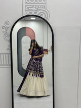 Wedding Special Jacquard Silk Saree dupatta & Pure Simar Silk Lehenga Set with Moti Work Blouse