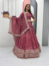 Festival Special Pure Gold Crush Lehenga Choli Set with Heavy Embroidery & Sequins Work – Fully Stitched