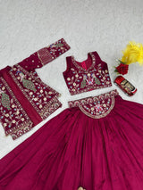 Festival Special Vichitra Silk Crop Top Lehenga with Embroidered Jacket