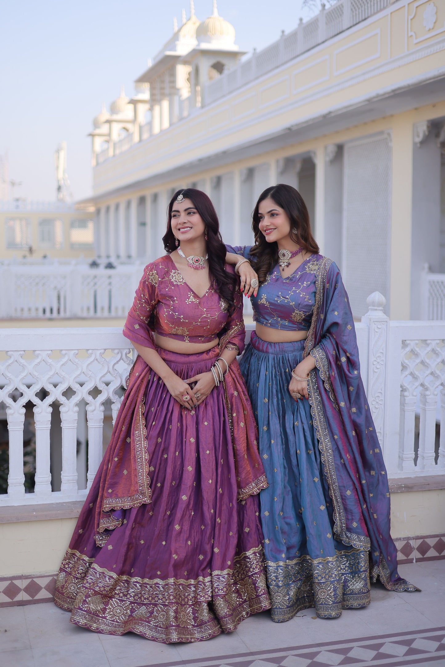 YSL Silk Lehenga Choli Set with Zari & Sequins Embroidery – Designer Dupatta with Cutwork Lace