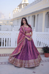 YSL Silk Lehenga Choli Set with Zari & Sequins Embroidery – Designer Dupatta with Cutwork Lace