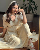 Designer Anarkali Gown with Chikankari & Mirror Work with dupatta – Party Wear Set