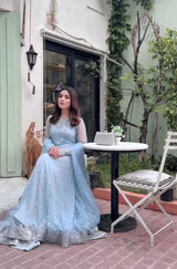 Faux Georgette Gown Lehenga Set with Sequin Work for Women Festive Wear Style