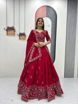 Pure Vichitra Silk Embroidered Lehenga Choli Set with Dupatta – Festival Designer Wear