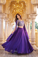 Pure Rangoli Silk 9 Meter Flair Wedding Lehenga Choli with Embroidered Shrug Style Dupatta