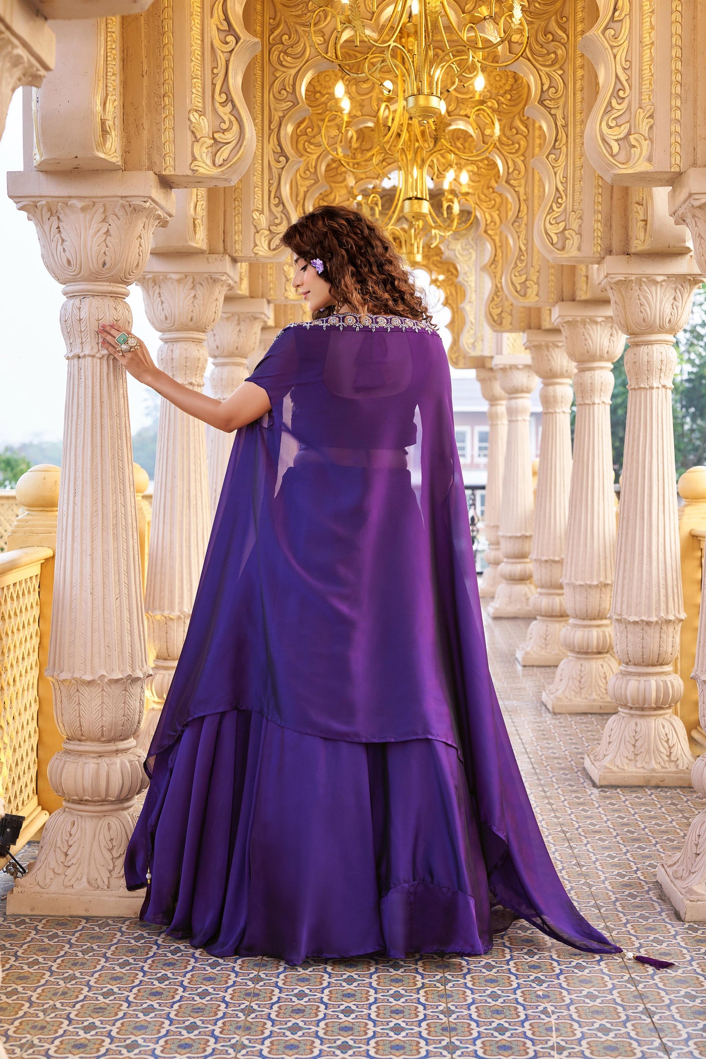 Pure Rangoli Silk 9 Meter Flair Wedding Lehenga Choli with Embroidered Shrug Style Dupatta