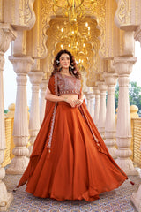 Pure Rangoli Silk 9 Meter Flair Wedding Lehenga Choli with Embroidered Shrug Style Dupatta