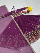 Women Embroidered Faux Georgette Gown with Dupatta Heavy Sequin Work Party Wear Fully Stitched