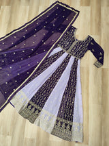 Faux Blooming Zari & Sequins Embroidered Gown with Dupatta – Full Sleeve Kali Pattern Party Wear