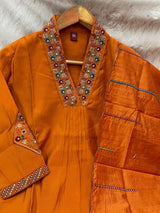 Festive Premium Viscose Silk Kurti Pant Dupatta Set with Embroidery Sequins and Hand Work – 3 Piece Ethnic Suit for Women