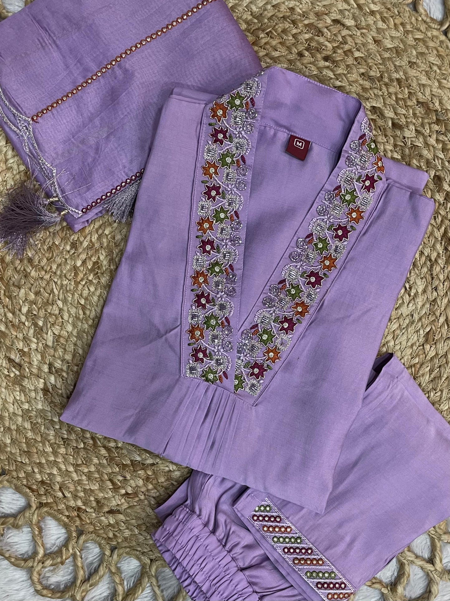 Festive Premium Viscose Silk Kurti Pant Dupatta Set with Embroidery Sequins and Hand Work – 3 Piece Ethnic Suit for Women