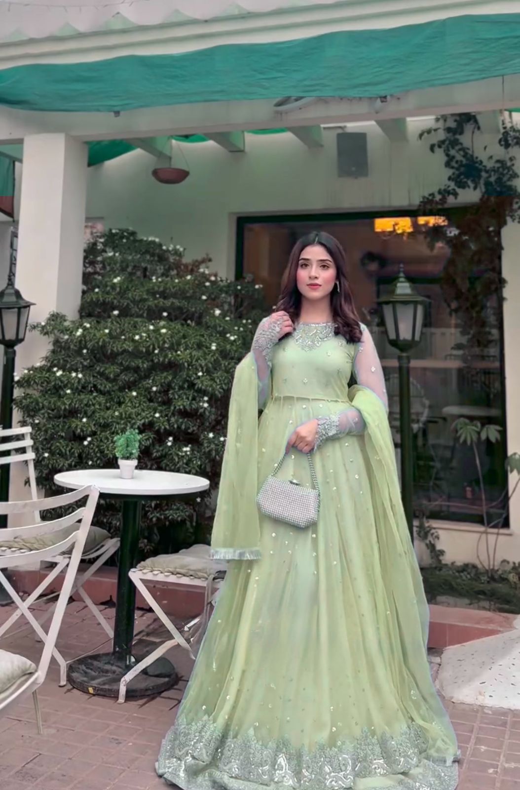 Faux Georgette Gown Lehenga Set with Sequin Work for Women Festive Wear Style