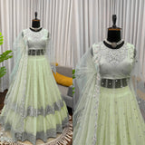 Faux Georgette Gown Lehenga Set with Sequin Work for Women Festive Wear Style