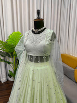 Faux Georgette Gown Lehenga Set with Sequin Work for Women Festive Wear Style