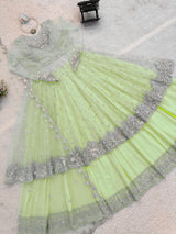 Faux Georgette Gown Lehenga Set with Sequin Work for Women Festive Wear Style