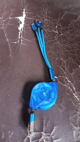 Retractable 3-in-1 Charger Cable for Phones & Android (1 Pc, Multi-USB)