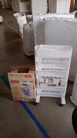 Movable Bookshelf, Large Capacity Rotatable Plastic Rolling Organization Shelf / Rack